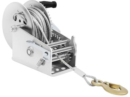 MEELRYD Handseilwinde, Handwinde mit Bremse, 600 kg Hebekraft, 10 m Drahtseillänge, Sicherheit Anti-Fall-Schnalle, Flaschenzug mit seilbremse, Seilwinde Hand für LKW, Anhänger, Schiffe