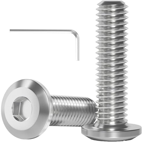 Dayalo 100 Stück Flachkopfschrauben M3 x 8 mm, M3 Schrauben | Edelstahlschrauben M3, Innensechskant Schrauben Edelstahl A2 V2A, Vollgewinde mit Innensechskantschlüssel für Geräte