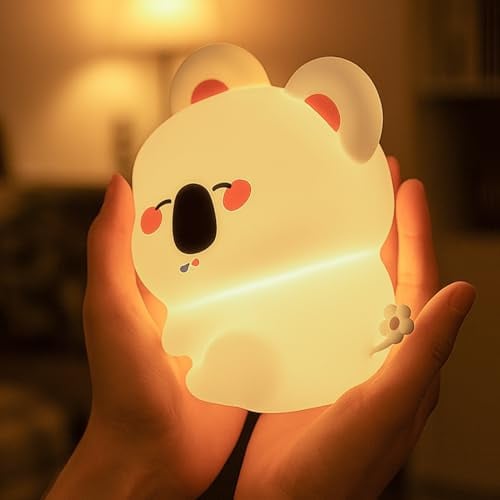 SAMALICAR Koala Nachtlicht für Kinder - Dimmbares USB Nachtlicht mit Timer, Berührungssensor & Weichem Licht, Süße Silikon Tier Deko für Kinderzimmer, Baby Schlafzimmer