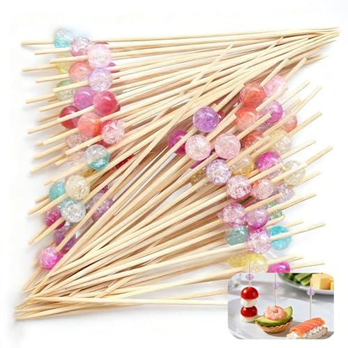 Cocktail Sticks for Food,Fancy Cocktail Toothpicks 100 pcs 12cm Colored Bamboo for Party Decoration Accessories Appetizers Skewers Charcuterie Sandwich Burgers Fruit