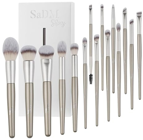 15 Pcs Makeup Brushes Set Vegan Foundation Concealers Blush Eyeshadow Eyeliner Powder Highlighter Blending Face Brush Set
