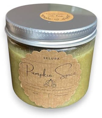 Zuckerpeeling, Natürliches Körperpeeling tolle Düfte, Kokosöl & Vitamin E, Sanftes Peeling für glatte Haut, Handgemacht, 200g (Pumpkin Spice)