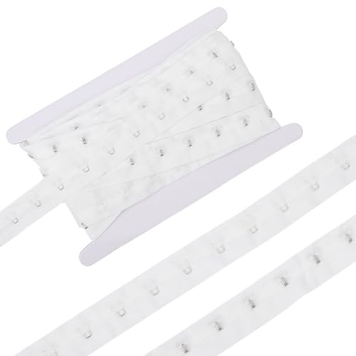 HOBBIESAY 5 Yard Haken-und-Ösen-Band Weiß Paar Baumwollband 25mm mit Verschlüssen für BHs Badeanzüge Kleider Brautkostüme Nähen Quilting Korsett