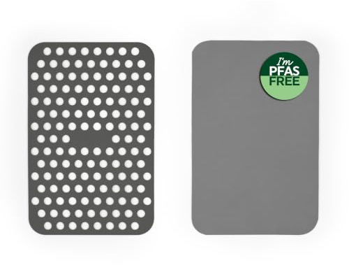 Salter Air Fryer Accessories Silicone Liners Set 4, 20.5 X 13.5 Cm | 2 Perforated Plus 2 Base Inserts, Dishwasher Safe, PFAS-Free Coating, Heat Resistant 230 C, For Dual Drawer Air Fryers