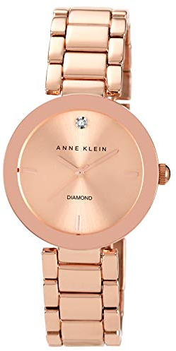 Anne Klein - Orologio da polso da donna, con vero diamante sul quadrante, Rosa