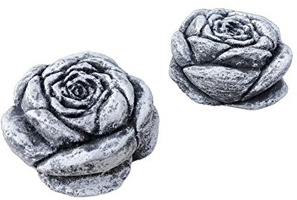 Stein Blüte im 2er Set, massiver Steinguss, frost- und wetterfest