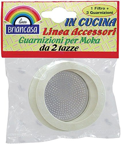 Briancasa 2 Guarnizioni per Moka da 2 Tazze e 1 Filtro
