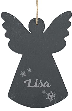 Herz & Heim® Gravierter Engel aus Schiefer | ca. 15 cm x 20 cm (B/H) Idee