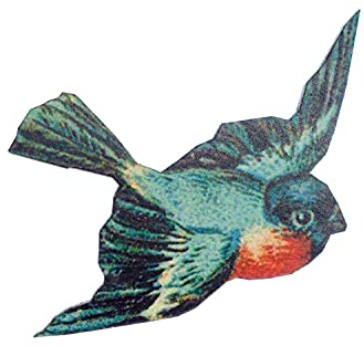 Miniblings Rotkehlchen Brosche Broschen Vogelbrosche Vogel Holz Bedruckt blau - Handmade Modeschmuck I Anstecknadel Button Pins