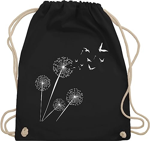 Turnbeutel Rucksack - Sprüche Statement - Pusteblume Löwenzahn - Unisize - Schwarz - beutel mama mit aufschrift vögel stoffbeutel sportbeutel aus stoff bedruckt statements blume beuteltasche