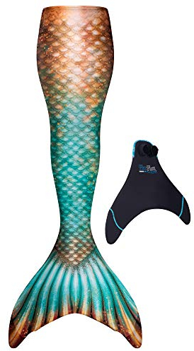 Fin Fun Meerjungfrauenflosse Limited Edition mit verstärkten Spitzen inkl. Monoflosse - Meerjungfrauenflosse für Mädchen und Damen in realistischen 3D Mustern und originaler Fin Fun Qualität