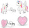 2 Paar Ohrstecker Set Ohrringe Mädchen Silber 925 mit Emaille Einhorn