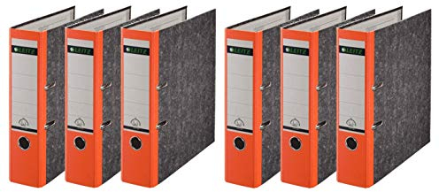 Leitz Qualitäts-Ordner, Wolkenmarmor-Papier, A4 (6er Pack | Breit, Orange)