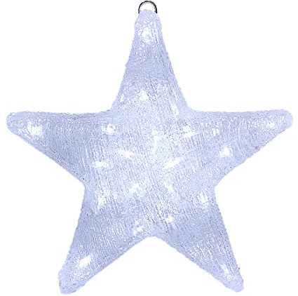 DEUBA® LED Acryl Figur Weihnachtsstern 30cm Außen Innen Weihnachten Weihnachtsdeko Stern beleuchtet Deko Leuchtstern Weihnachtsbeleuchtung Kaltweiß