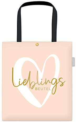 Grafik-Werkstatt Damen Baumwoll-Beutel mit lustigem Spruch Tasche mit Verschluss | Lieblingsbeutel, Lachs