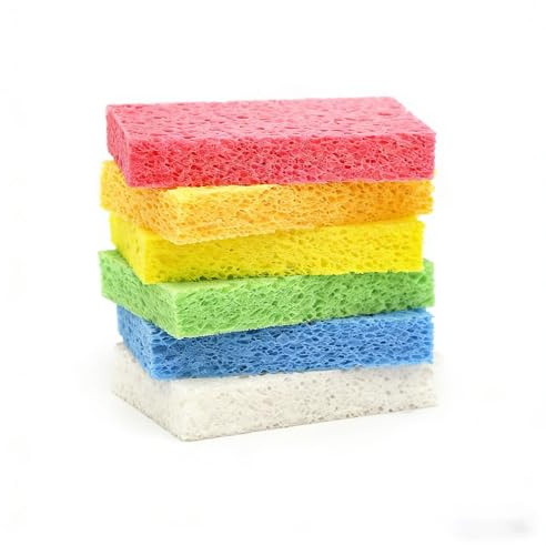ARCLIBER Cellulose Sponges,Heavy Duty Scrub Kitchen Sponge No Scratching,Pop Up Eco DIY (6 Pack)