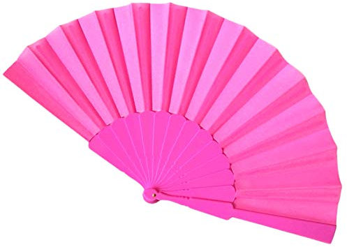 WS UK Fabric Handheld Folding Fan [Hot Pink]