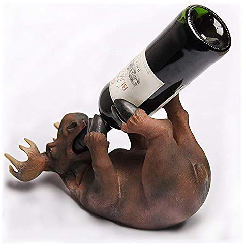 AMAZOM Gifts Weinflaschenhalter Mit Elch-Motiv, Dekorativ, Für Zuhause, Bar, Deko, Tisch, Weinregal, Ständer Oder Lustige Haustier-Geschenke Für Weinliebhaber