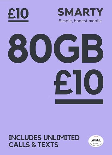 smarty SIM, 30 GB für £10. 3G.4G und 5G fähige SIM, kein Vertrag, EU-Roaming, unbegrenzte Anrufe und SMS enthalten