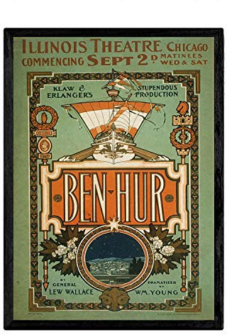 Nacnic Vintage Poster Ben Hur. Blätter für Interieur mit klassischen und antiken Werbebildern zu dekorieren. Gemälde Retro-Dekor. A4-Format