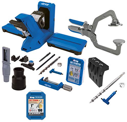 Kreg Pocket-Hole Jig 720PRO with the KHC3 Face Frame Clamp KPHA730 Micro Pocket Hole Jig Kit and SPC-C1-100 1 Inch Pan Head Pocket Hole Screws 100 Count