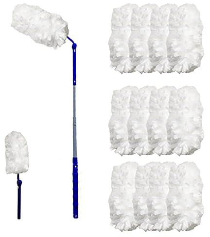 UKEENOR 180° Dusters Multi Surface Duster Refills Kit Extender Handle (1 Long Handle to + 1 Short Handle + 15 Duster Refill) Extra Thick