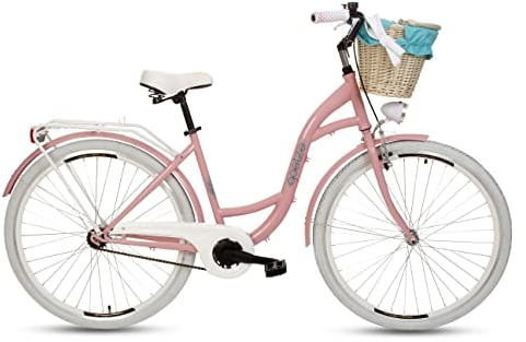 Goetze Style Vintage Retro Citybike Damenfahrrad Hollandrad, 28 Zoll Alu Räder, 1 Gang, Single Speed, Tiefeinsteiger, Rücktrittbremse, Korb mit Bezug Gratis!