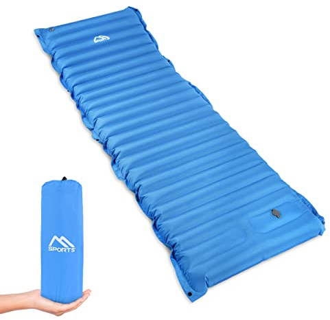 MSPORTS Camping Isomatte Premium, Schlafmatte Ultraleichte Isomatte für Outdoor mit Fußpresse Pumpe Feuchtigkeitsbeständig für Wandern Backpacking Camping Strand (Königsblau)
