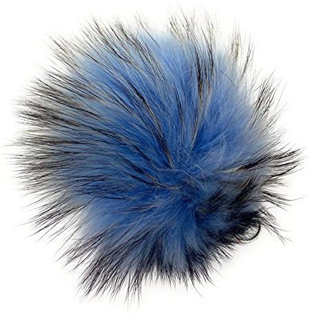 XXL Taschenanhänger Schlüsselanhänger Bommel Pelzbommel Fellbommel Pompon Pelz Fell Echtpelz ! viele Farben ! (hellblau-schwarz)