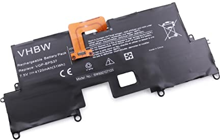 vhbw Akku kompatibel mit Sony Vaio SVP132A1CP, SVP132A1CV, SVP132A1CW, SVP132A2CM Notebook (4120mAh, 7,5V, Li-Polymer)