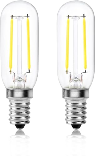 DoRight LED Cooker Hood Light Bulbs, 4W E14 Small Edison Screw SES Extractor Hood Light Bulb T25 Tubular Filament Bulb Cool White 6000K 40W Equivalent for Fridge, Chandeliers (Non-dimmable, 2-Pack)