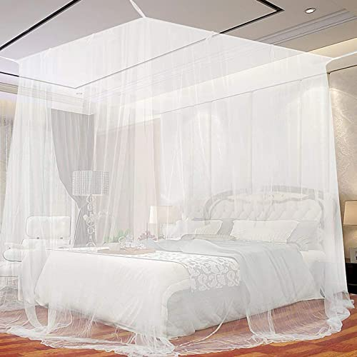 Moustiquaire de lit,200x200x180CM, Moustiquaire, Grande Moustiquaire, Moustiquaire Filet Baldaquin, Convient pour pour Lit Simple, Lit Double Moustiquaire (Blanche)