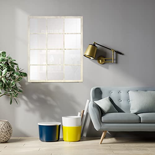 Espejo Ventana Fabricado en España – Mod Siena Industrial- Acabado Artesanal – Espejo de Pared Ideal para Salón, Recibidor, Vestidor, Dormitorio y Baño. (80x120 cm, Blanco Envejecido)