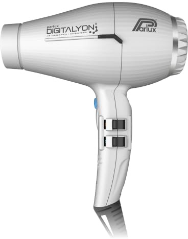 Parlux Digitalyon Silver Digital Hair Dryer Slim Hair Straightening Nozzle | for a Frizz-Free Straight Hair Look. Quiet with 2 Speeds and 4 Temperatures and Cold Air Button