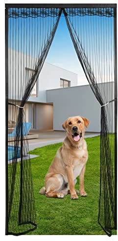 Eouyt Fliegengitter balkontür 115X235cm Fliegengitter Fenster tesa Doppeltür fliegengitter tür Balkon Magnet fliegengitter Terrasse, Schwarz