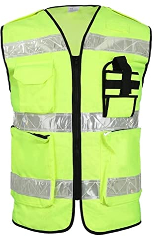 Gilet alta Visibilità Gilet Catarifrangente Giubbotto di sicurezza riflettente a più tasche con cerniera di costruzione in ciclismo Alta Visibilità Gilet Gilet Riflettente (Color : Groen, Size : M)