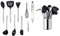 ECHTWERK Ustensiles cuisine, 10 pièces, silicone antiadhésive, manche inox, support, édition argent.