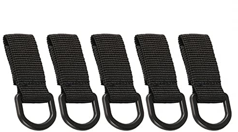 MiOYOOW 5PCS Molle Attachements de Sangles, Mousqueton Tactique Molle D Type Portable pour Suspendre des Bouteilles d'eau des Clés ou d'autres Petits Articles