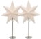 LED Universum - Papier Weihnachtsstern Tischleuchte Standstern weiß, Metallfuss, Dekostern mit Kabelschalter, E14 Fassung, 51cm Höhe (weiß, 2 Stück)