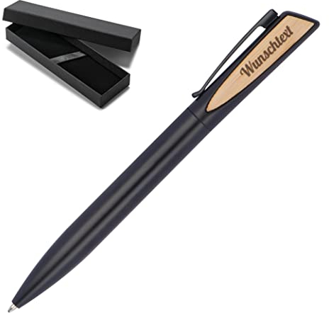 Freudestifterei Personalisierter Edler Metall Kugelschreiber Stift mit Name Gravur | Geschenk für Geburtstag, Abschied, Weihnachten | nachhaltig | blauschreibend