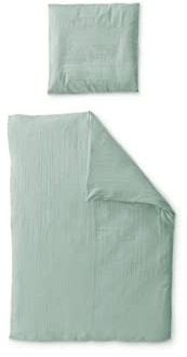 Ehrenkind® Bettwäsche-Set Musselin | 100% Bio-Baumwolle | Standard 100 by Oeko-TEX | 200x135cm + 80x80cm Jade | Bettwäsche 135x200