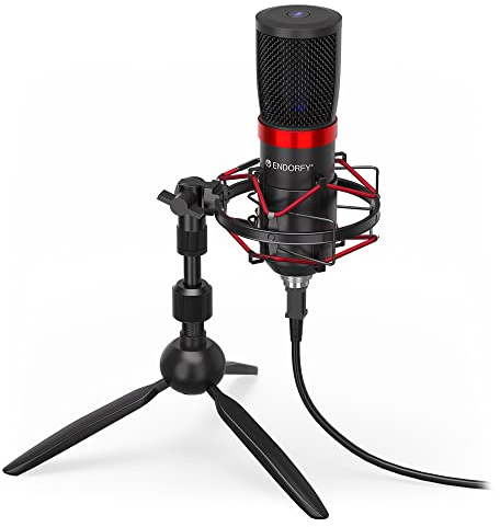 ENDORFY Solum Streaming T, Mikrofon PC Plug&Play USB für Gaming, Streaming, Podcasts, ASMR, Kompatibel mit PC, Mac, PS4, PS5, Xbox, Stummschaltungstaste, Popfiltr, Dreibein-Stativ, EY1B003