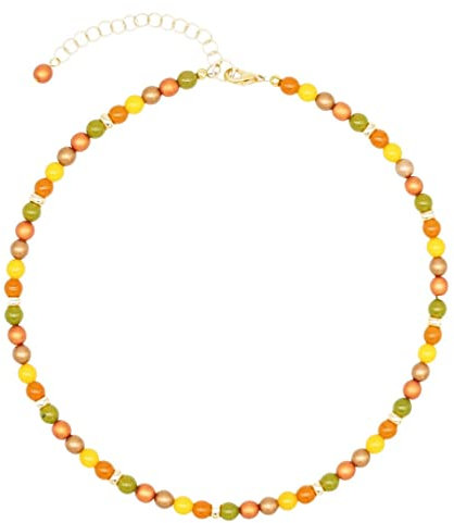 Feliss Handmade: Ketten aus Perlen, Halskette Damen. Statement Kette 45 cm lang. Choker Halsband, aesthetic Necklace Schmuck. Beads Perlenkette für Frauen in bunt mit Keramikperlen (Autumn Leaves)