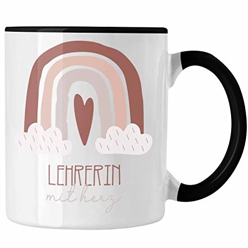 Trendation - Lehrerin Tasse Geschenk Danke Kaffeetassse Geschenkidee für Klassenlehrerin mit Herz Spruch (Schwarz)