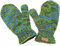 GURU SHOP Handgestrickte Fausthandschuhe, Wollhandschuhe, Handschuhe, Fauster, Herren/Damen, Grün/türkis, Wolle, Size:One Size