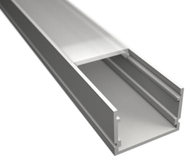 ledomec 2m LED Aufbauprofil WIDE-30 Aluminium Weiß für LED Streifen inkl. Abdeckung milchig, extra breite Bauweise 30mm (2m Profil weiß + milchige Abdeckung)