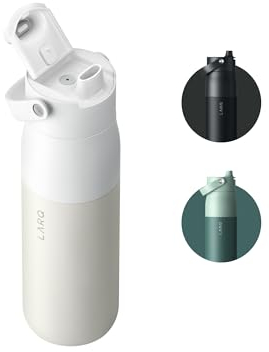 LARQ Bottle Swig Top 1 L - Isolierte Edelstahlflasche mit breitem Hals | Hält Wasser kalt | Thermosflasche, BPA-frei | Wiederverwendbare Trinkflasche für Sport und Reisen Granite White