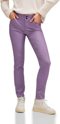 STREET ONE Damen A376960 Hose Slim Coating, Dusty Lupine Lilac, 46W x 30L