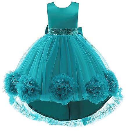 Lito Angels Robe Demoiselle d'honneur Ceremonie Mariage pour Enfant Filles Taille 2-3 Ans, Vert Sarcelle (étiquette en Tissu 100)