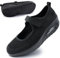 Git-up Zapatos Cómodos para Caminar para Mujeres con Correa Ajustable, Zapatos de Enfermería Casuales de Malla Transpirable Zapatillas Ligeras de Cojín de Aire 1922, Malla-Negro 38